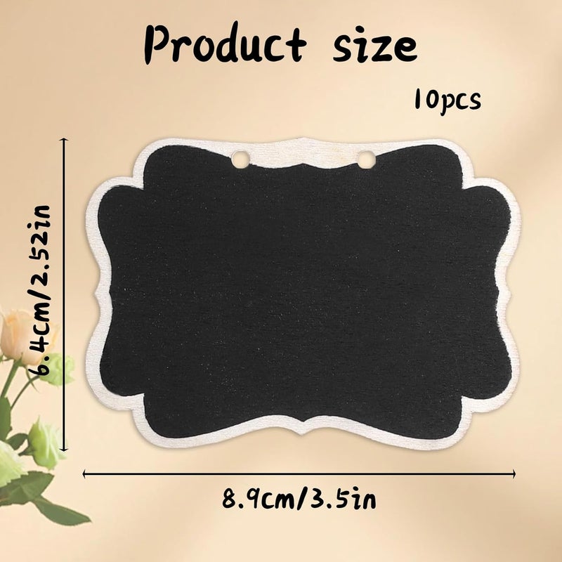 Zelphvt 10 Pcs Wooden Mini Hanging Chalkboard Signs Wooden Chalkboard Tags with String Price Message Chalkboards Tags Double-Sided Food Labels for Party Buffet for Message Food Tag Wedding Hanging Labels - Image 2